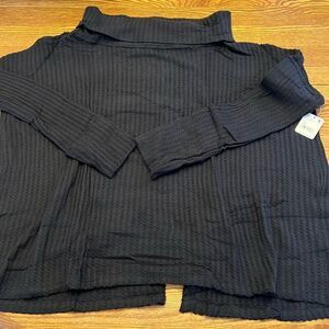 Free People Juicy Long Sleeve Thermal Black Cowl Neck NWT